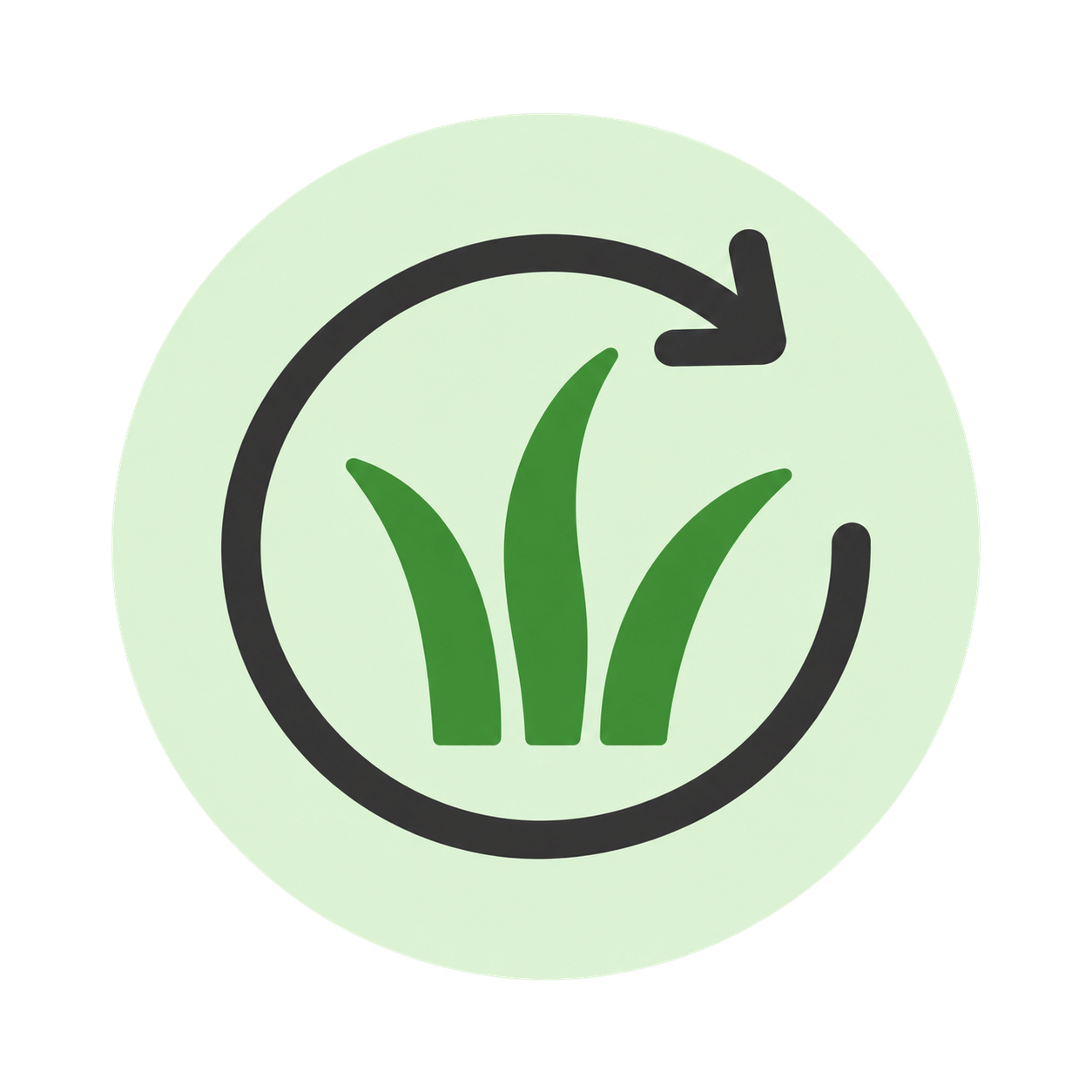 Artificial turf with circular maintenance arrow