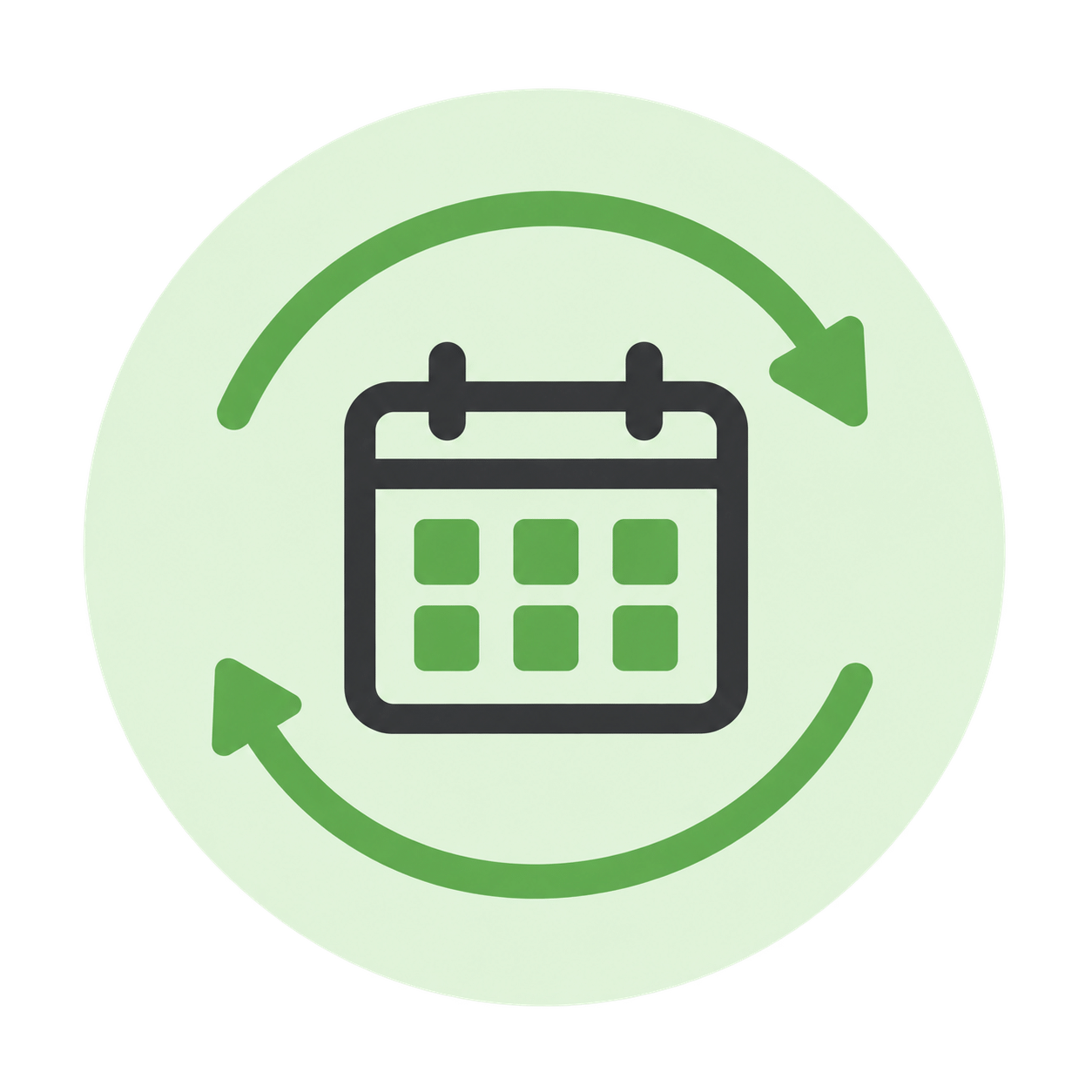 Maintenance calendar with recurring service arrows