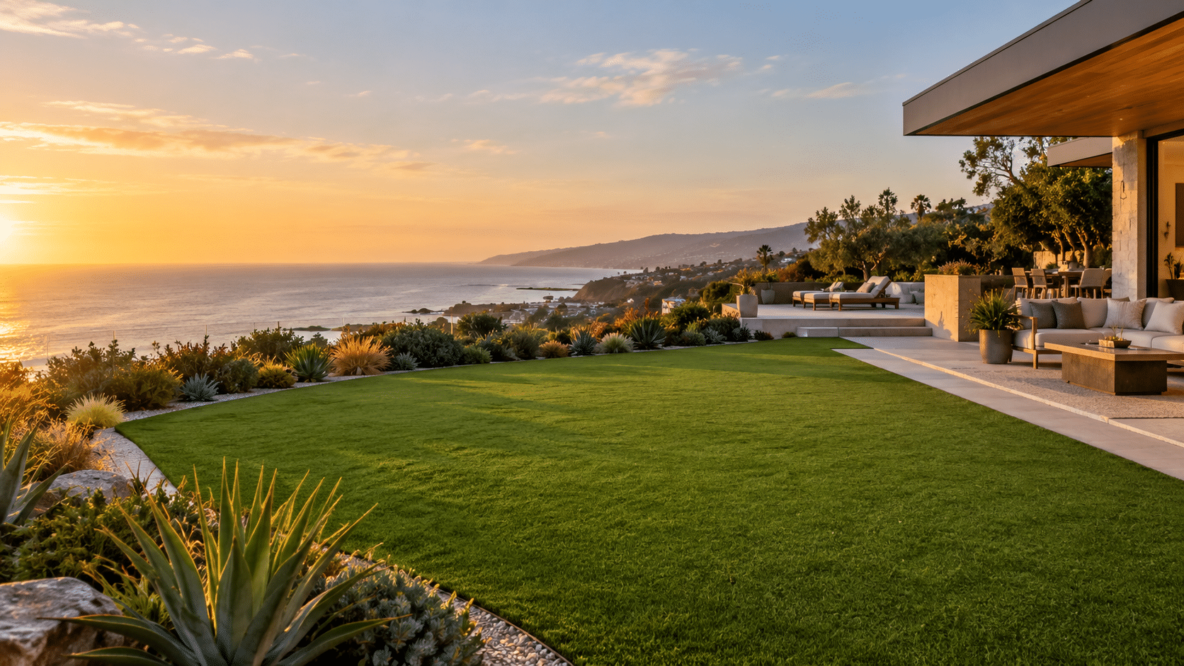 Artificial turf outdoor living area